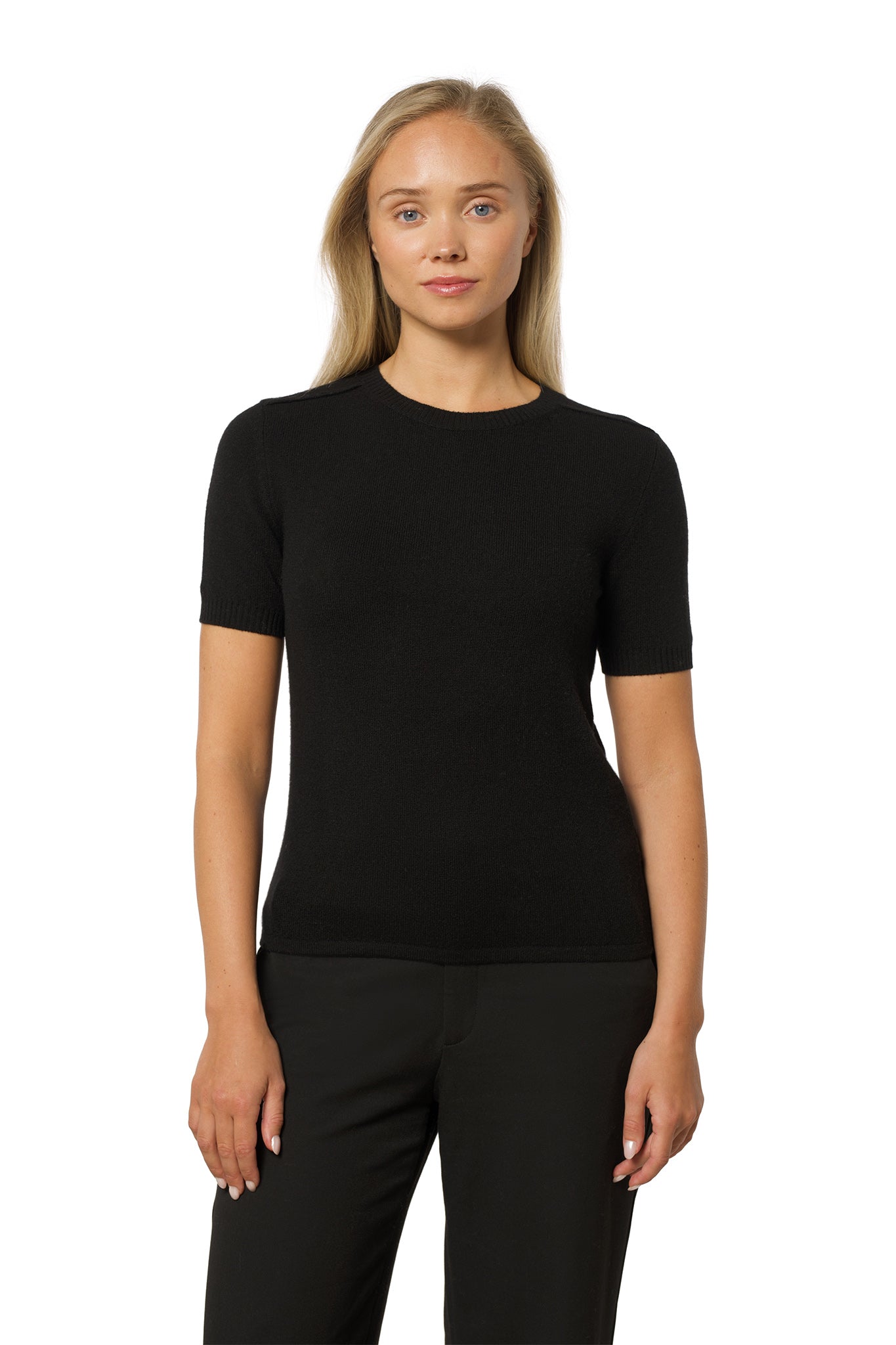 Short Sleeve Cashmere T-Shirt – Black