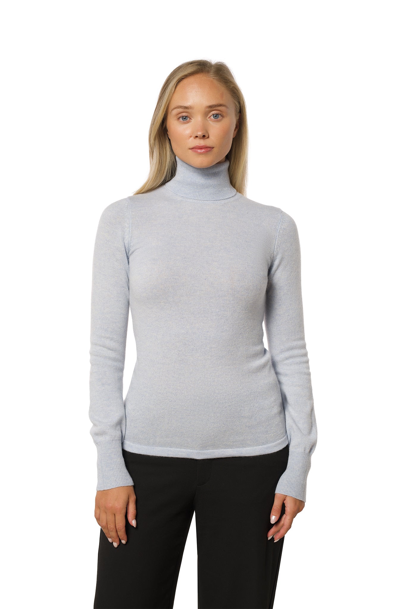 Turtleneck Cashmere Sweater – Blue Mist