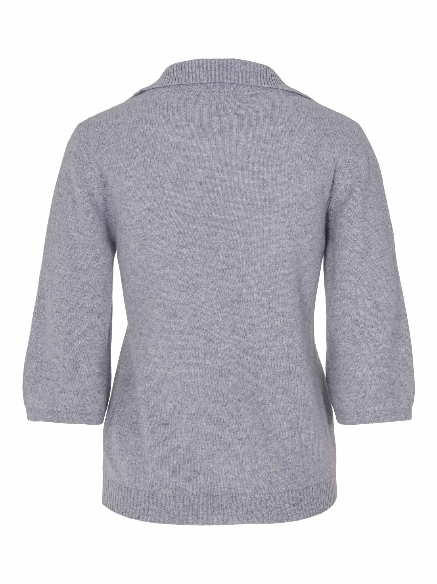 Kortermet lysegrå kasmir polo v-hals