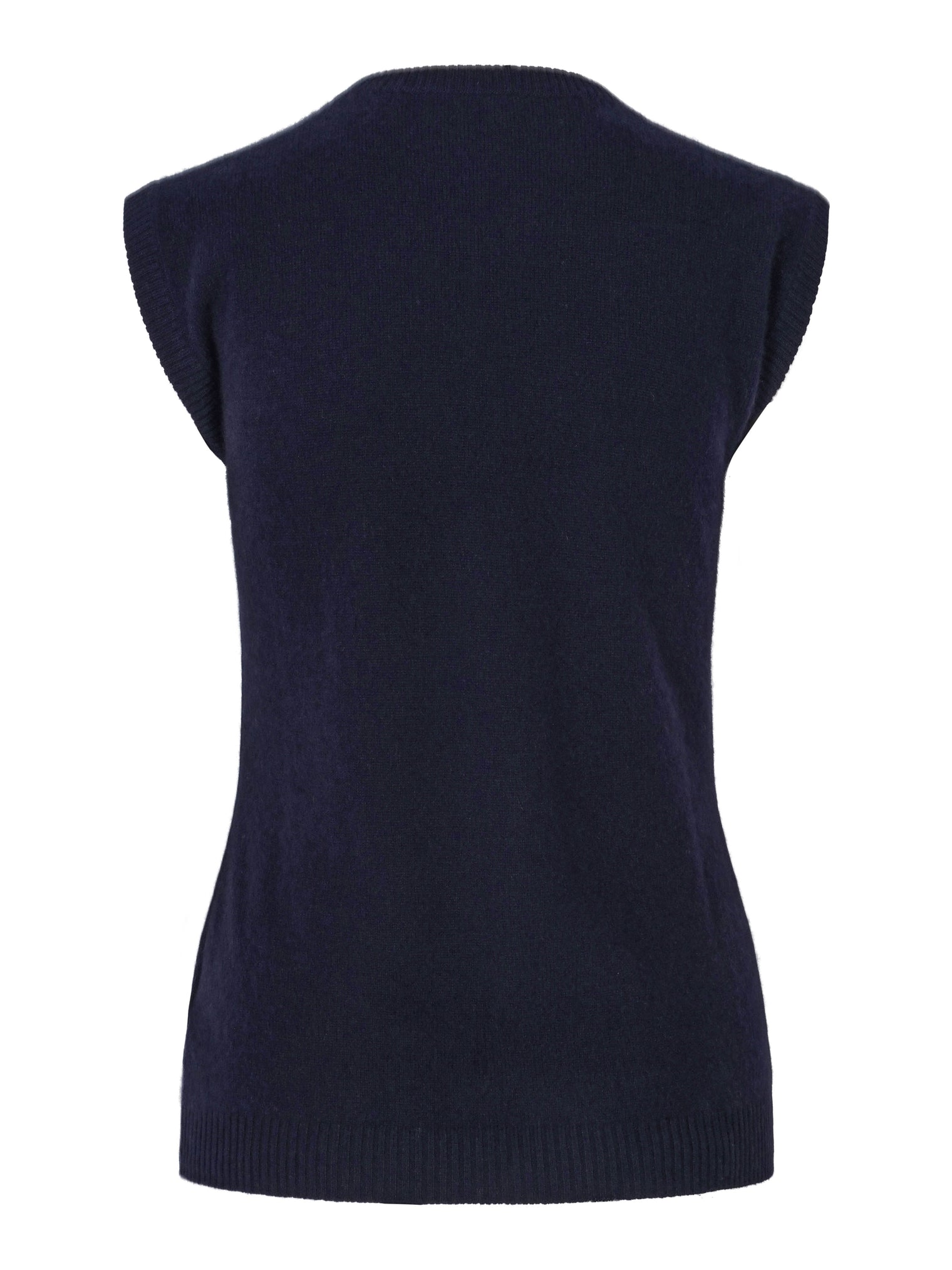 Klassisk lys marineblå rundhalset kasmir-vest