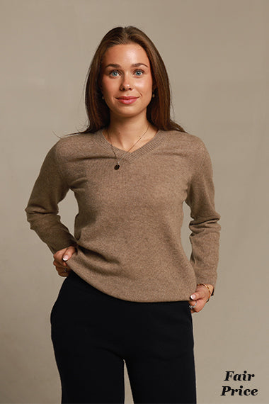 Classic organic cashmere V-neck sweater