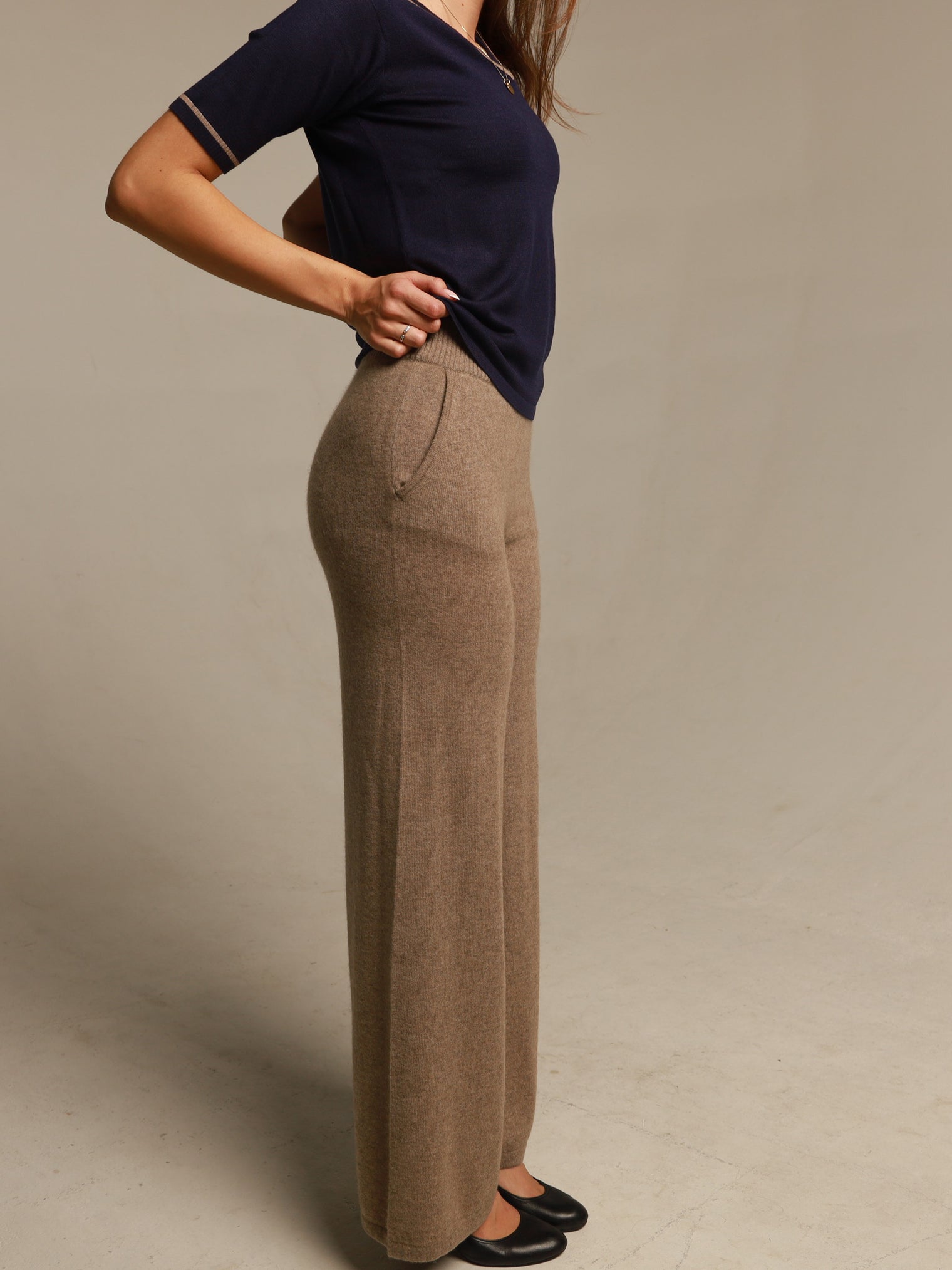 Kashmirbukse med lommer naturfarget