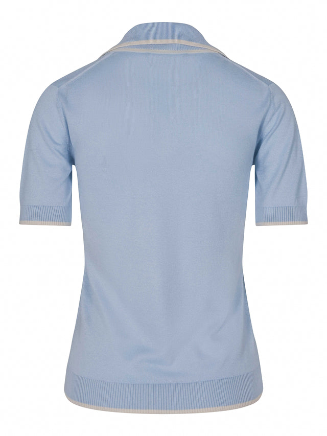 Polo in cashmere and silk Light blue