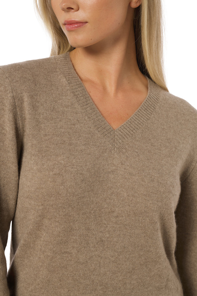Klassisk organic kasjmir V-hals genser