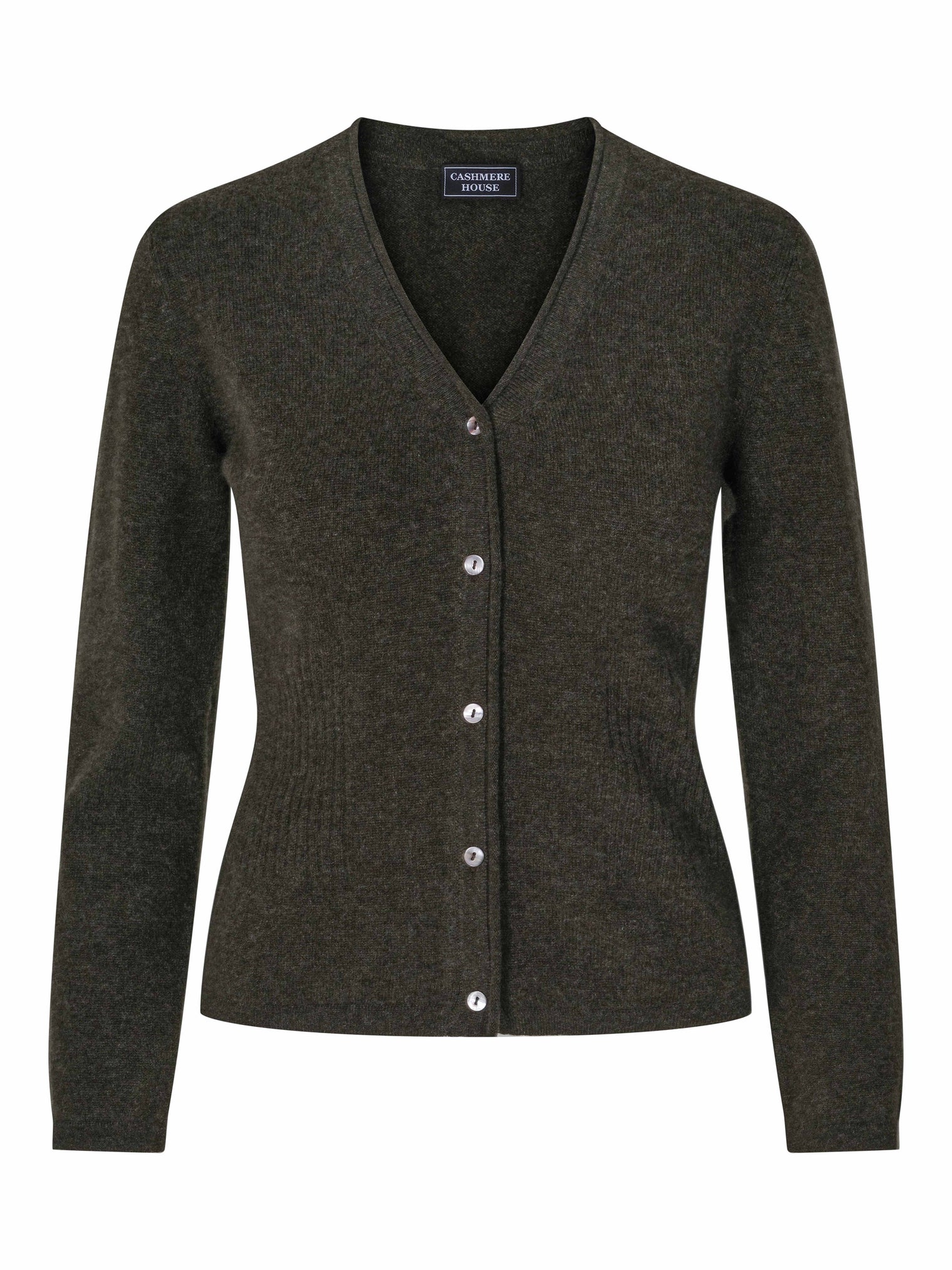 Classic Cashmere Cardigan – Moss Green