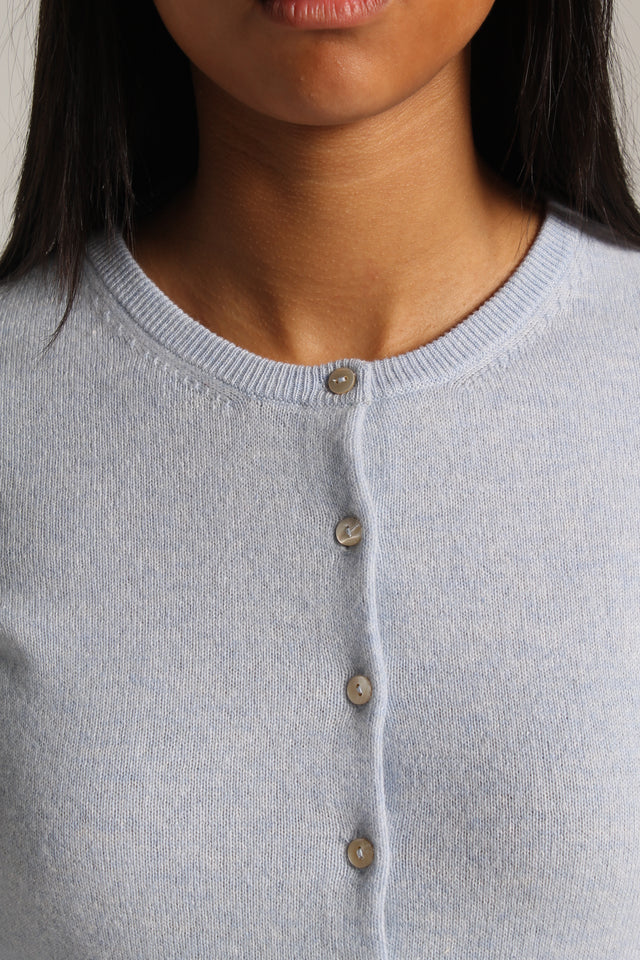 Klassisk kashmir cardigan blue mist