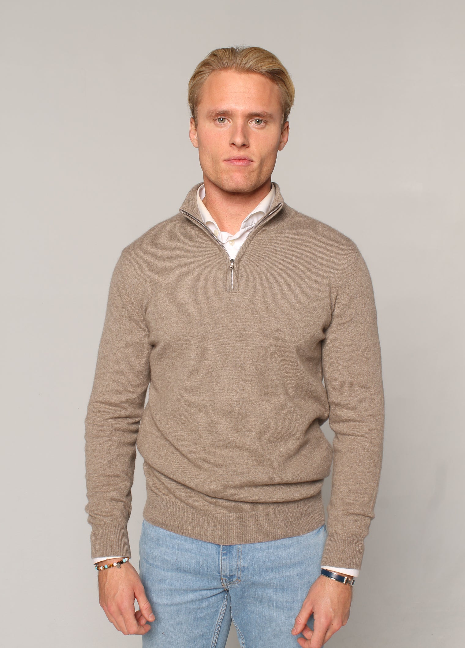 Kashmirgenser med zip organic