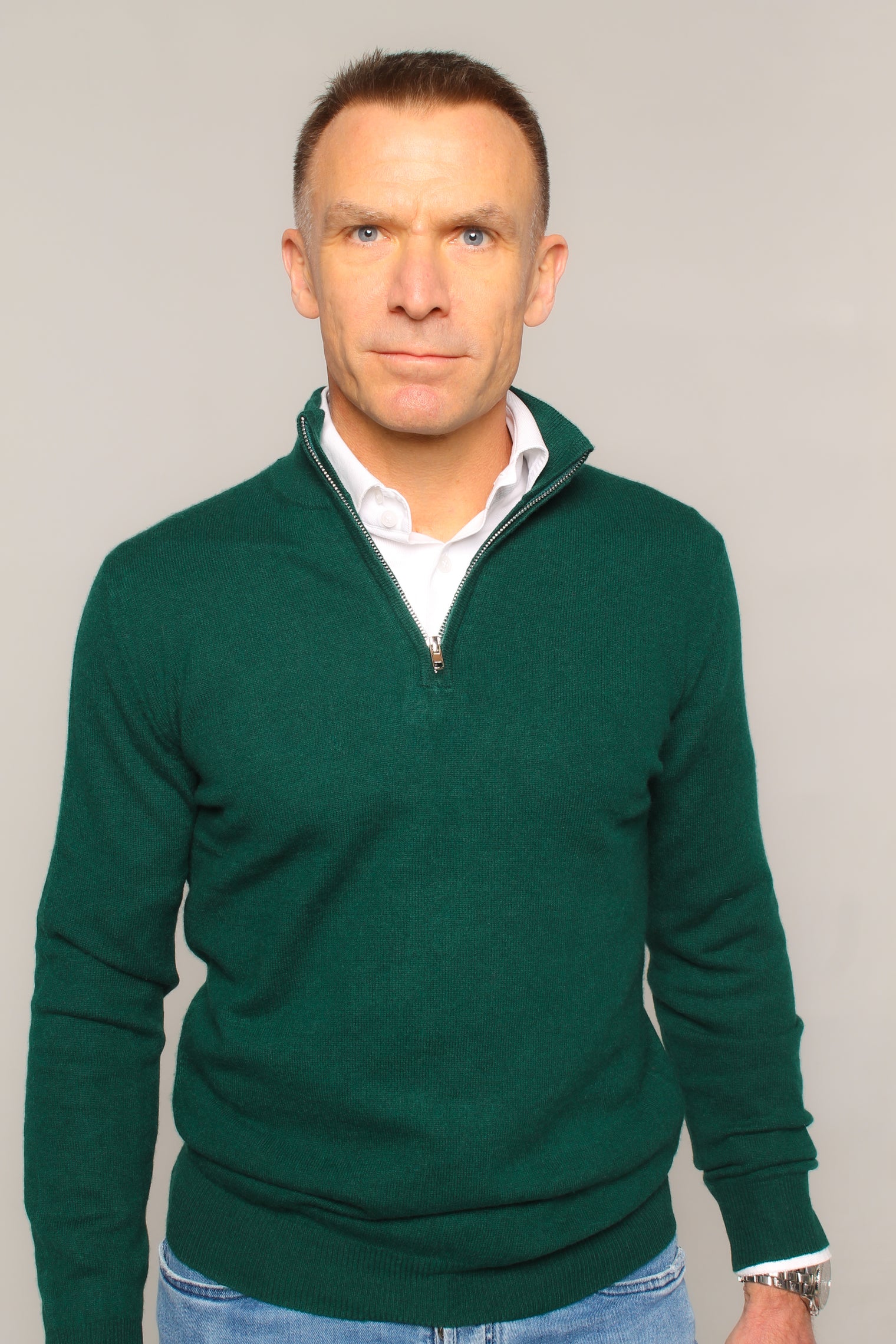 Kashmirgenser med zip forest