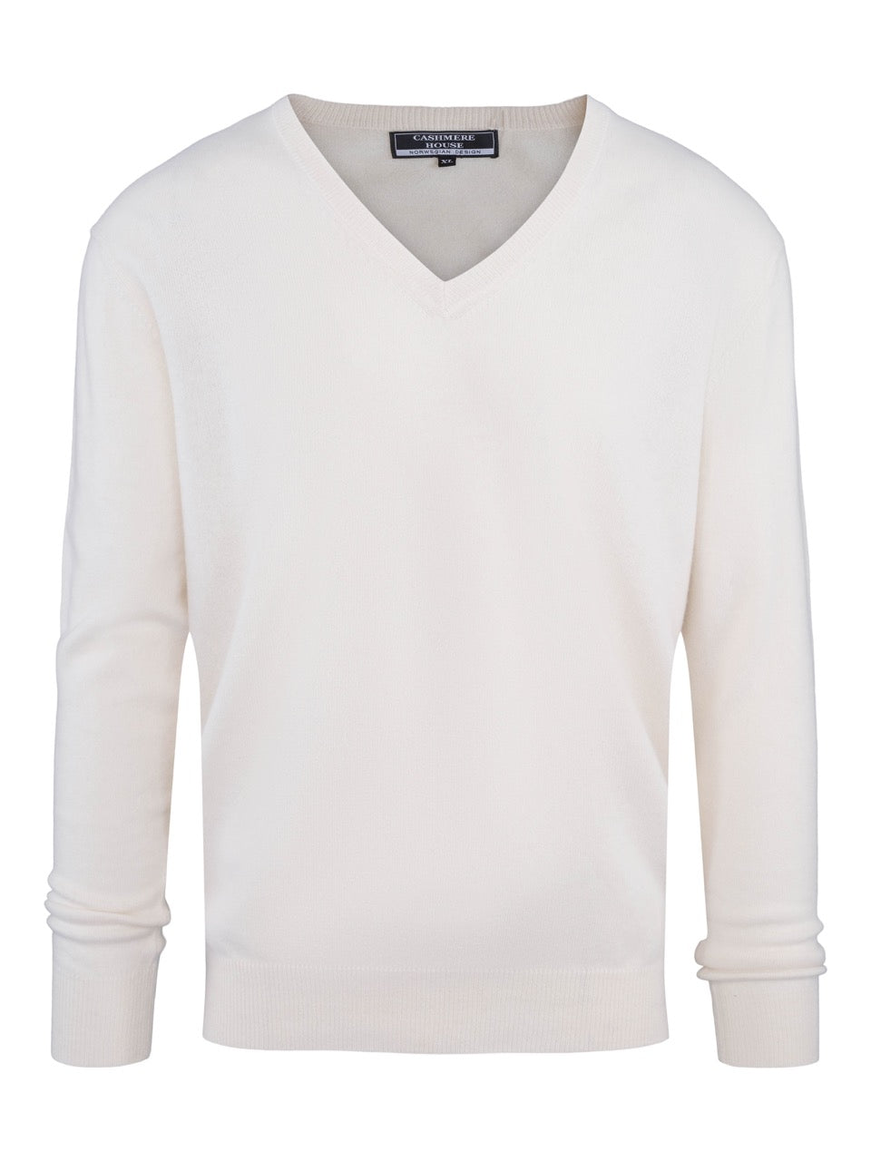 V-hals kashmirgenser hvit