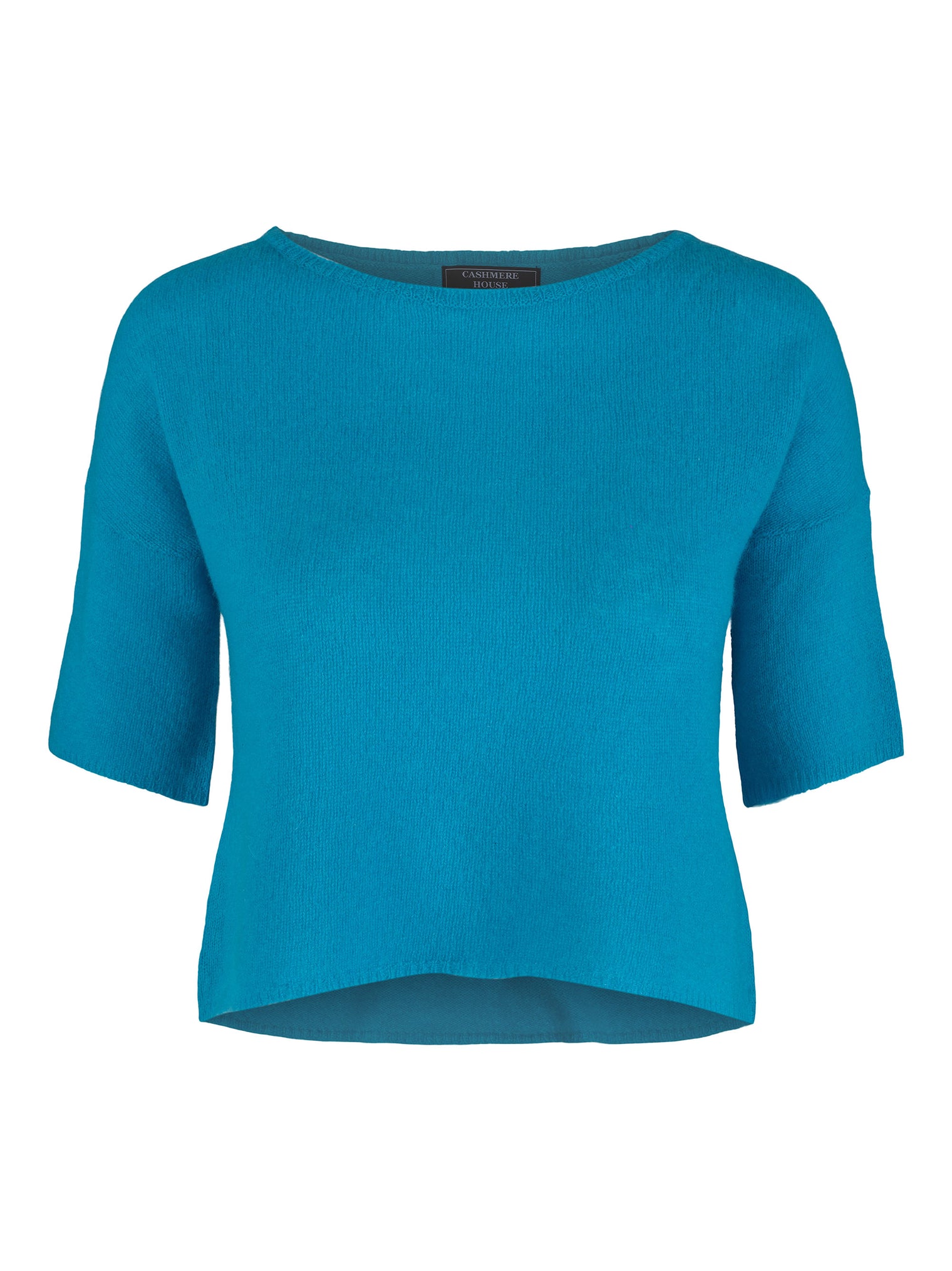 Kortermet kashmirgenser turkis