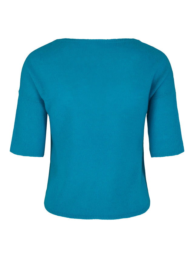 Kortermet kashmirgenser turkis