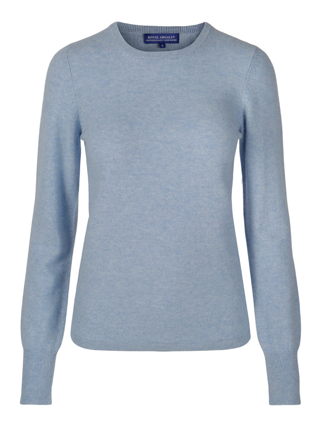 Rundhals kashmirgenser himmelblå