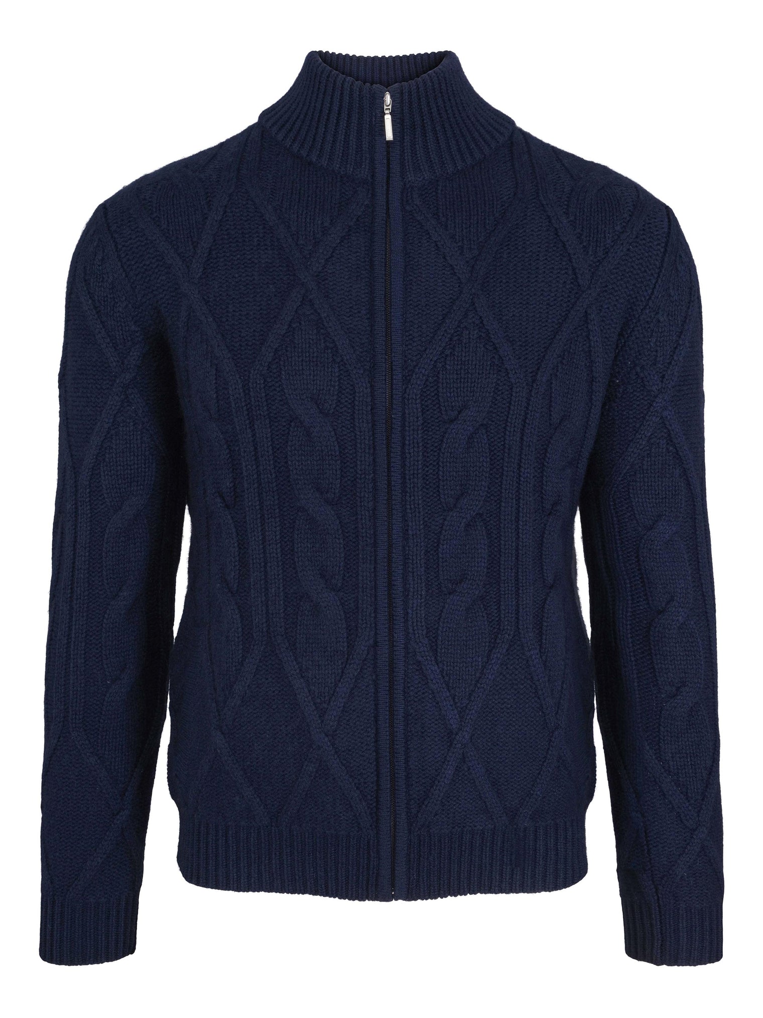 Tykk flettet kashmirjakke Marineblå