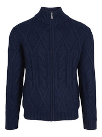 Tykk flettet kashmirjakke Marineblå