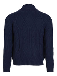 Tykk flettet kashmirjakke Marineblå