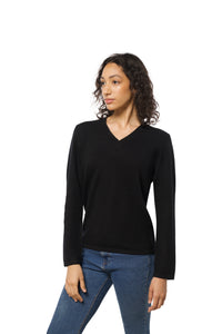 Klassisk sort kasjmir V-hals genser