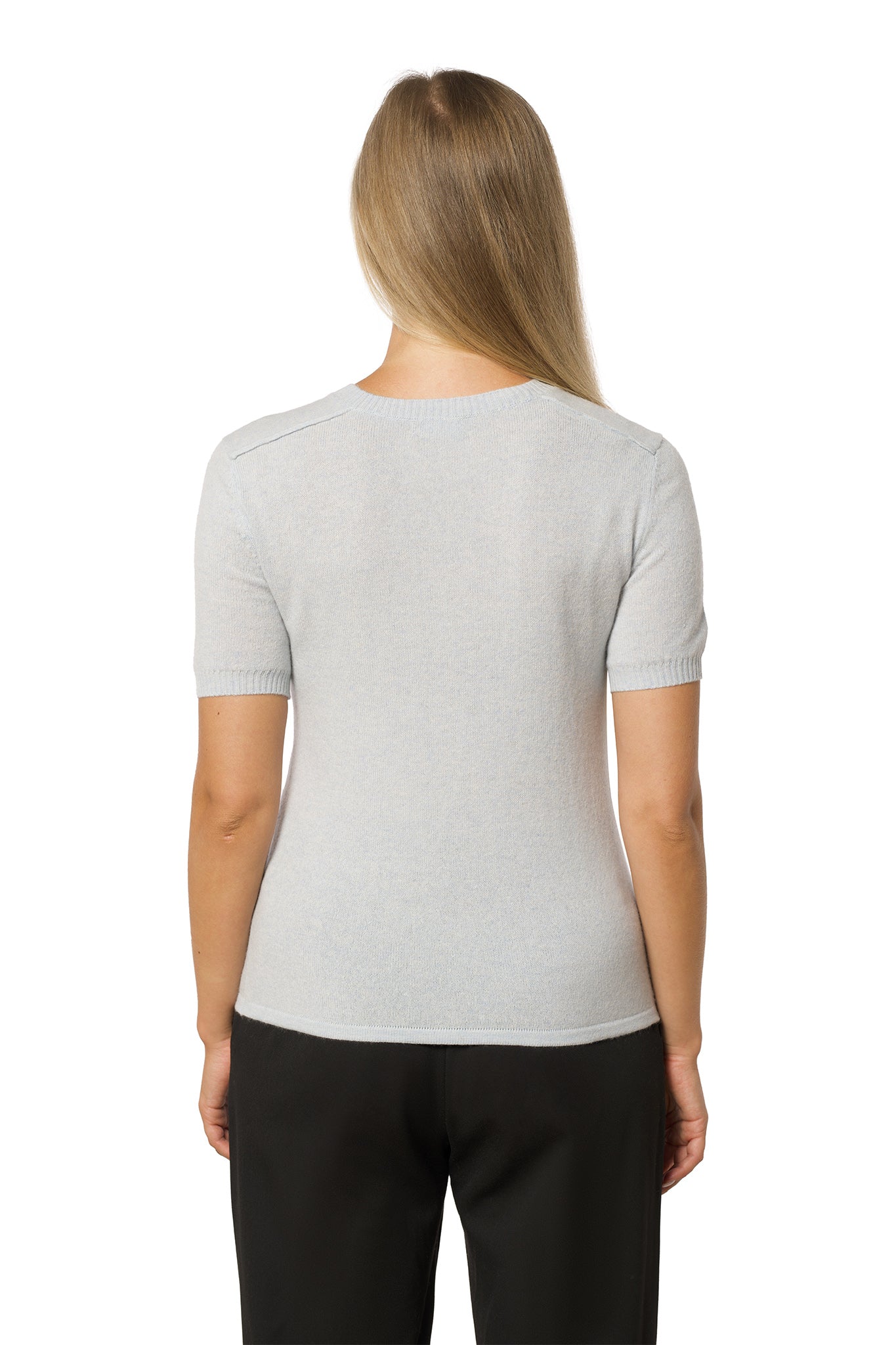 Short Sleeve Cashmere T-Shirt – Grey Blue