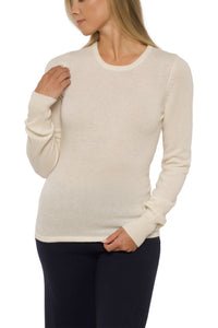 Round Neck Cashmere Sweater – White (Maren)