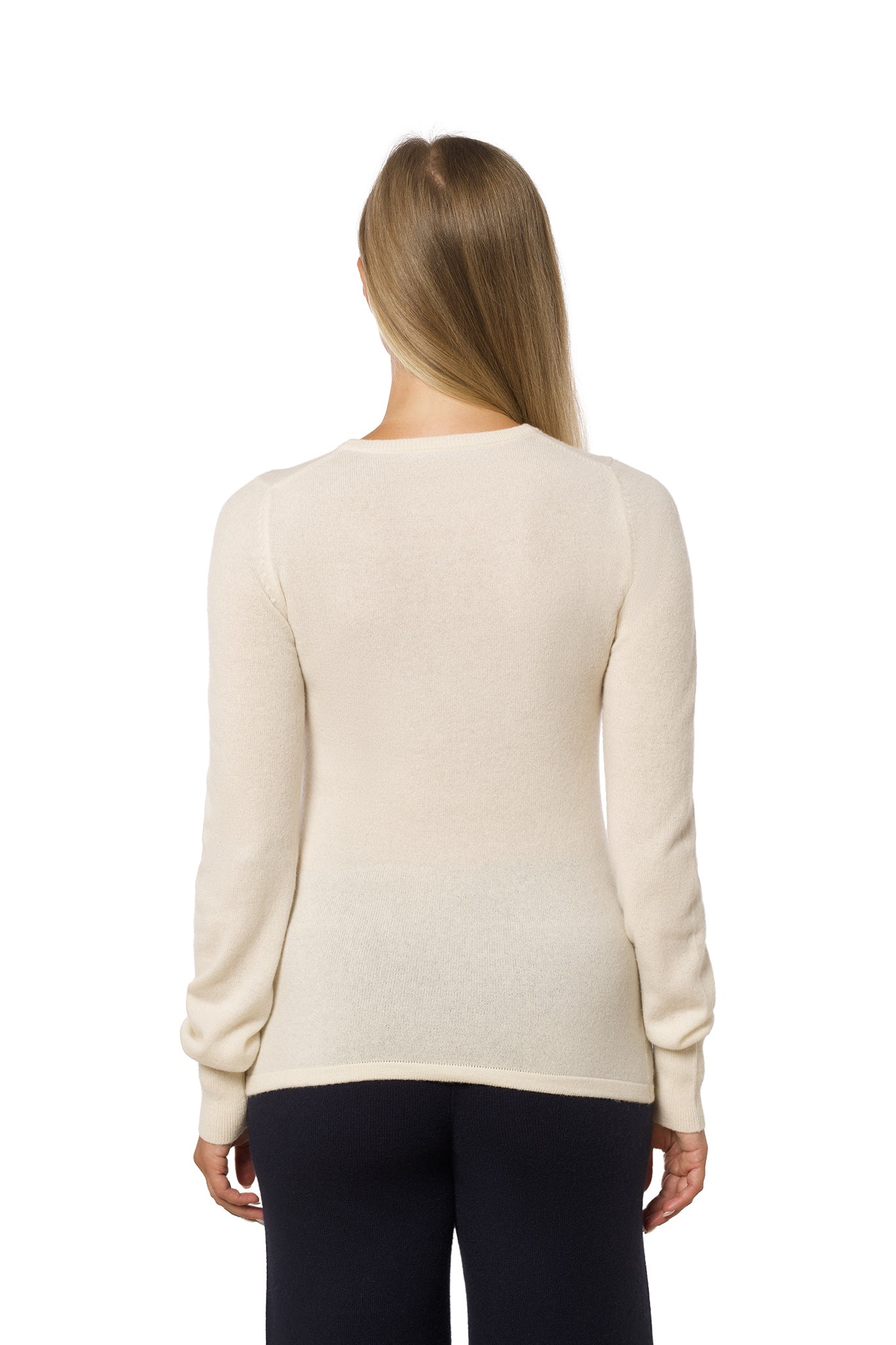 Round Neck Cashmere Sweater – White (Maren)