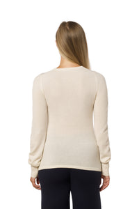 Round Neck Cashmere Sweater – White (Maren)
