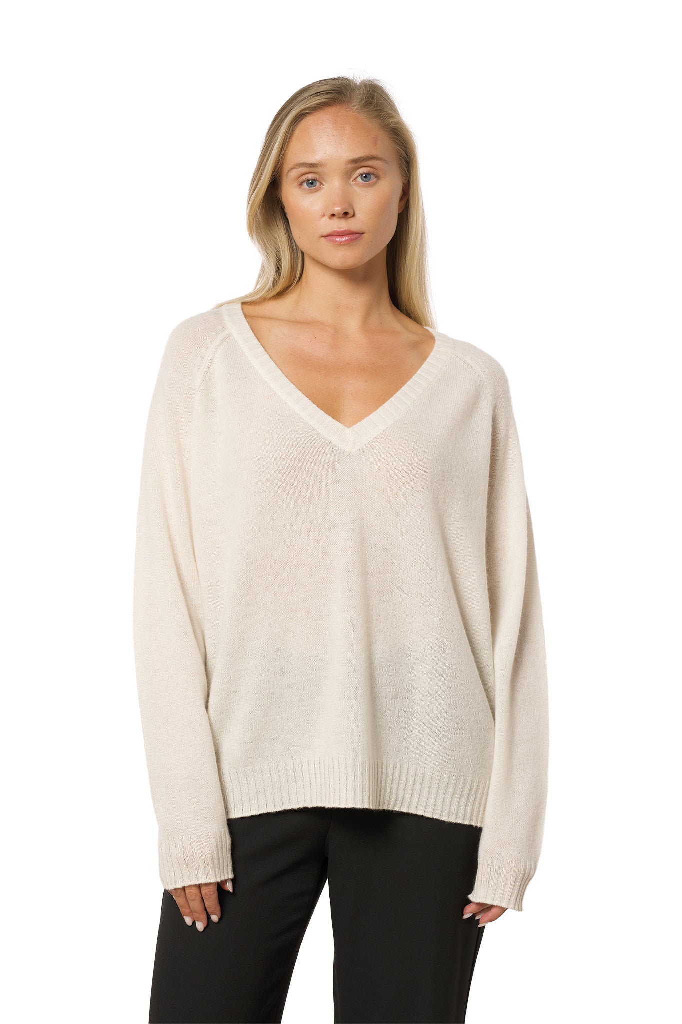 V-Neck Cashmere Sweater – White