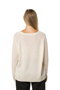 V-Neck Cashmere Sweater – White