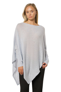 Kashmirponcho med ermer himmelblå