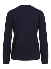 Klassisk marineblå kasjmir V-hals genser