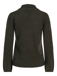 Klassisk mosegrønn kashmir genser med v-hals og krage