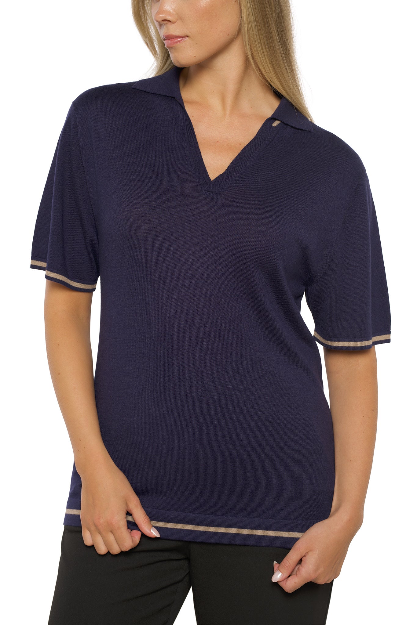 Eksklusiv kasjmir–silke polo navy