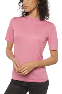 Timeless Short Sleeve Cashmere-Silk T-Shirt Pink