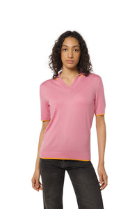Cashmere and silk polo, pink