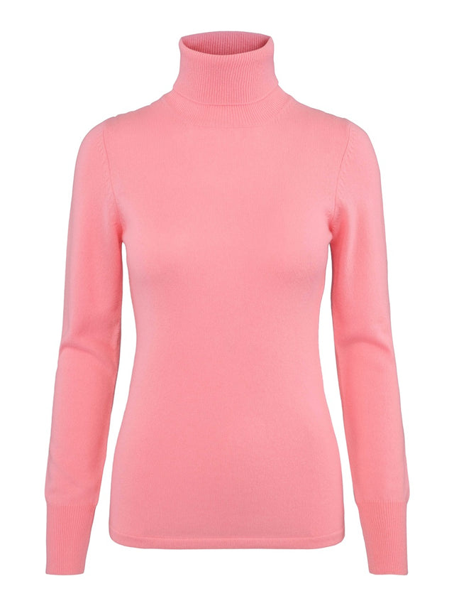 High-neck cashmere jumper bubblegum