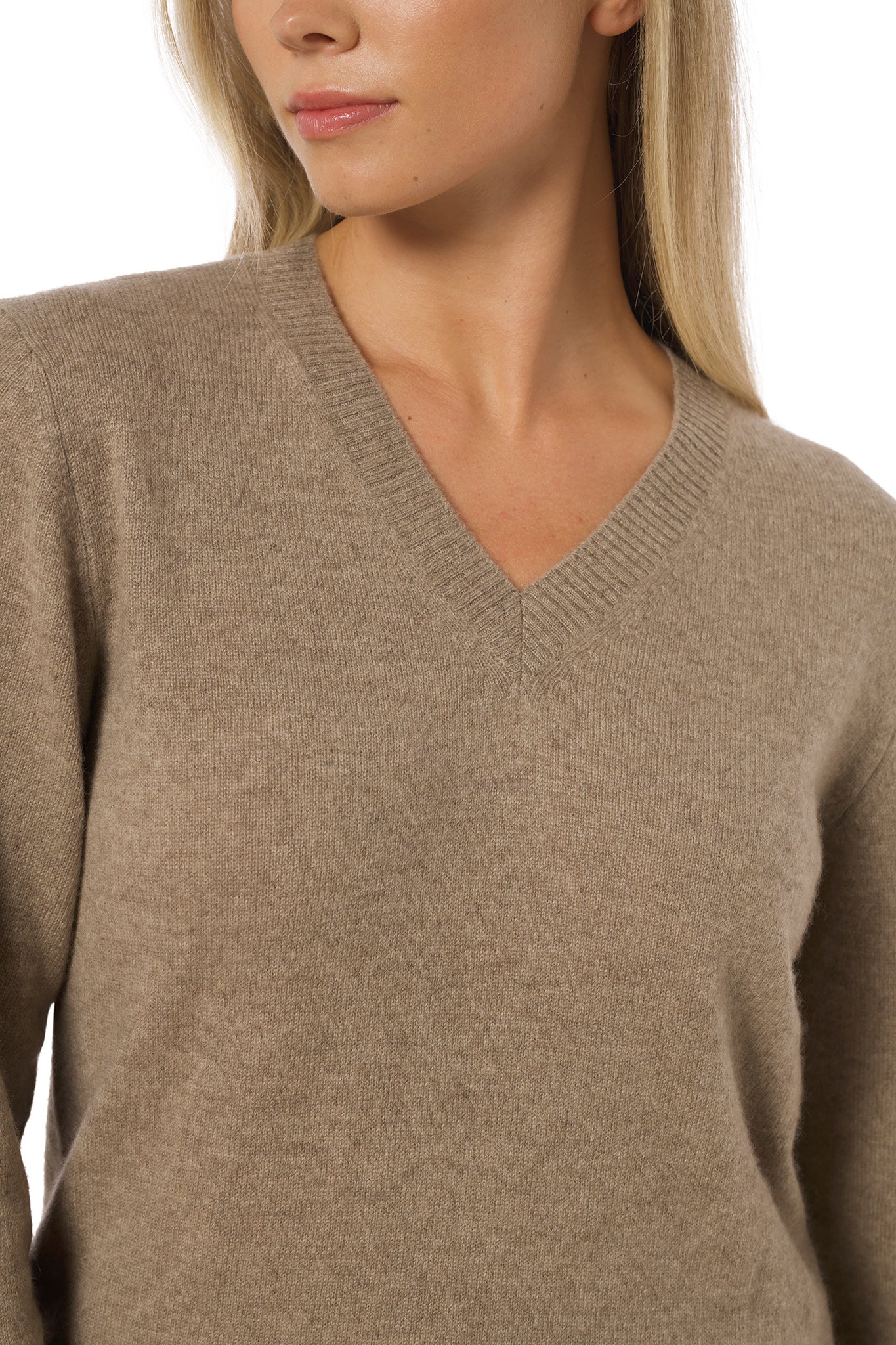 Klassisk organic kasjmir V-hals genser