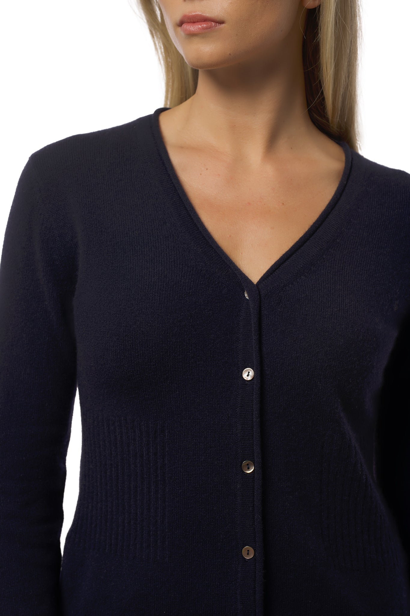 Klassisk kasjmir cardigan marineblå