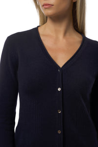 Klassisk kasjmir cardigan marineblå