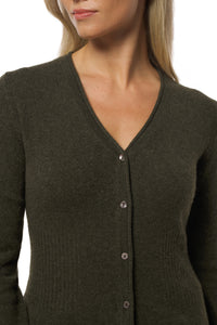Classic Cashmere Cardigan – Moss Green