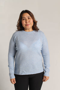 Rundhals kashmirgenser himmelblå