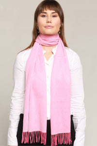 Kashmirskjerf med frynser rosa