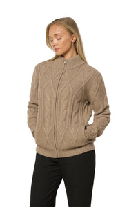 Tykk flettet kashmirjakke dark organic