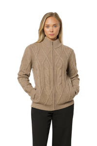 Tykk flettet kashmirjakke dark organic