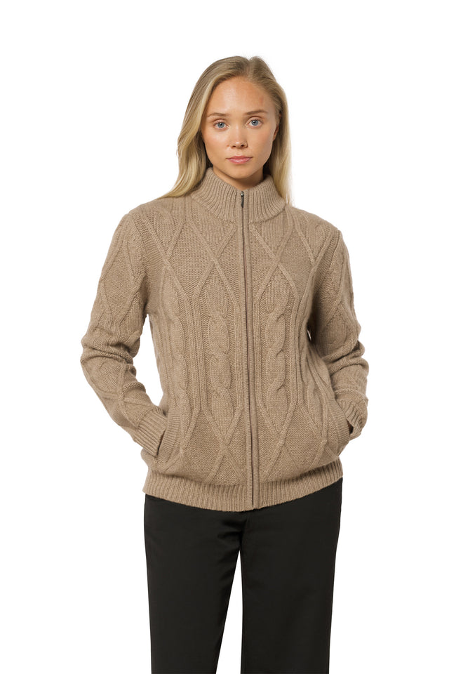 Tykk flettet kashmirjakke dark organic