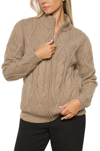 Tykk flettet kashmirjakke dark organic