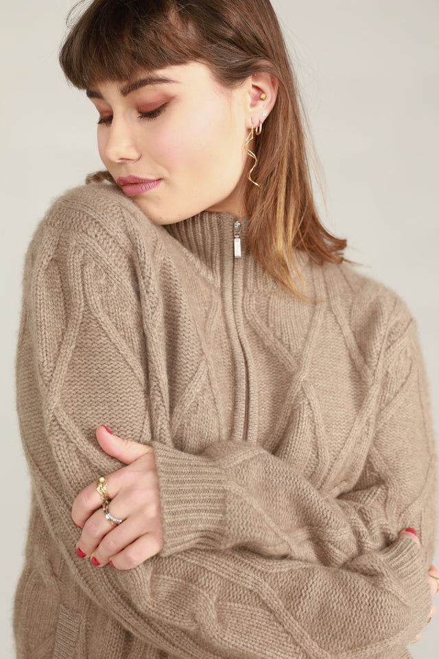 Thick braided cashmere jacket dark organic