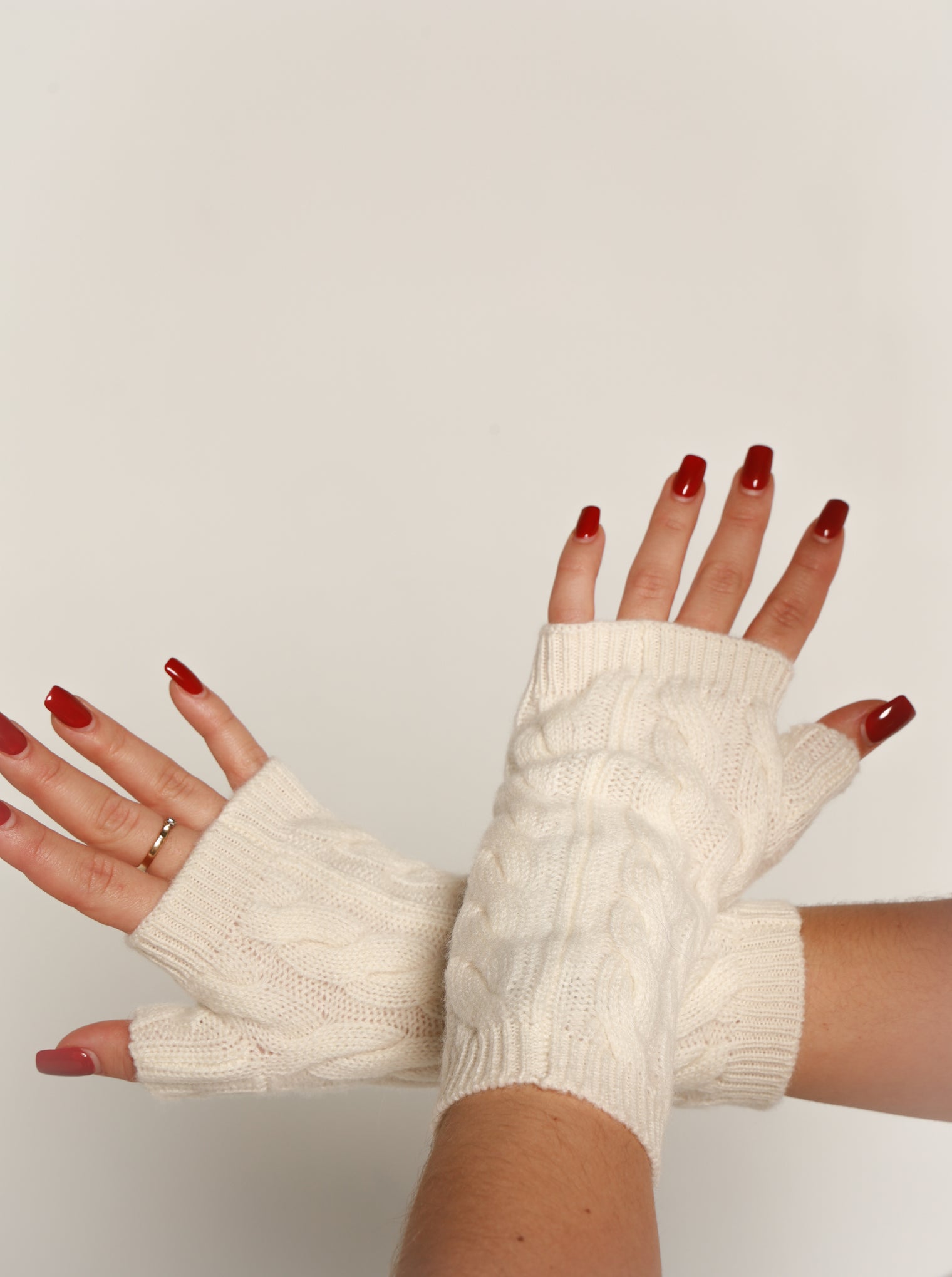 Kashmir pulsvanter flettet hvit