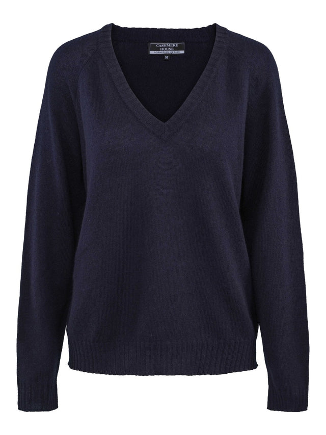 V-neck cashmere sweater navy blue