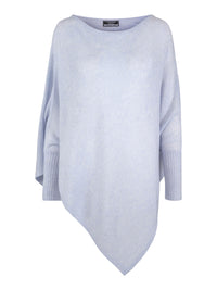 Kashmirponcho med ermer himmelblå