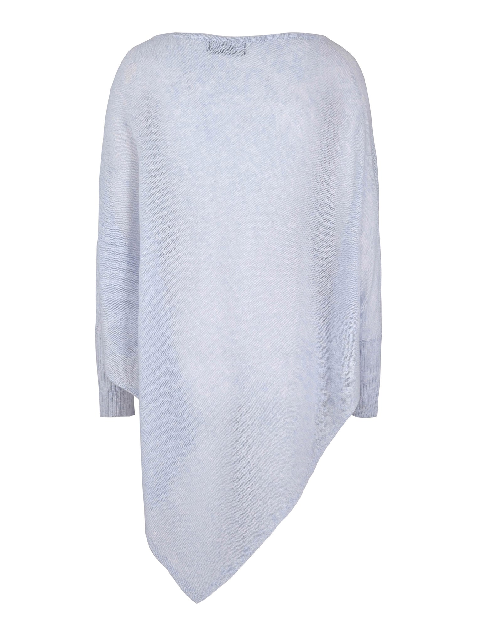 Kashmirponcho med ermer himmelblå