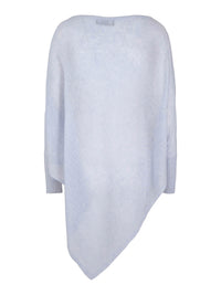 Kashmirponcho med ermer himmelblå