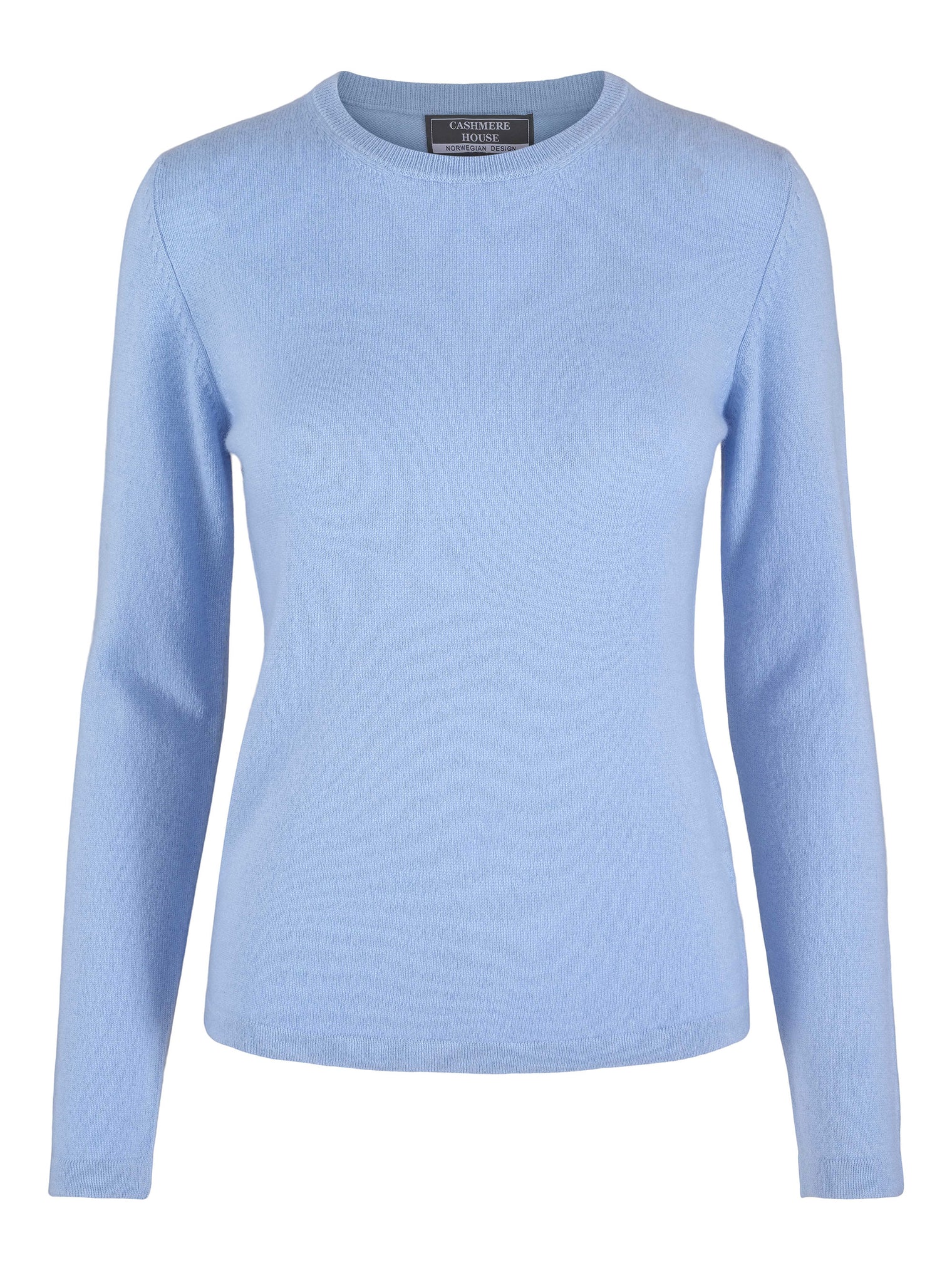 Rundhals kashmirgenser lyseblå